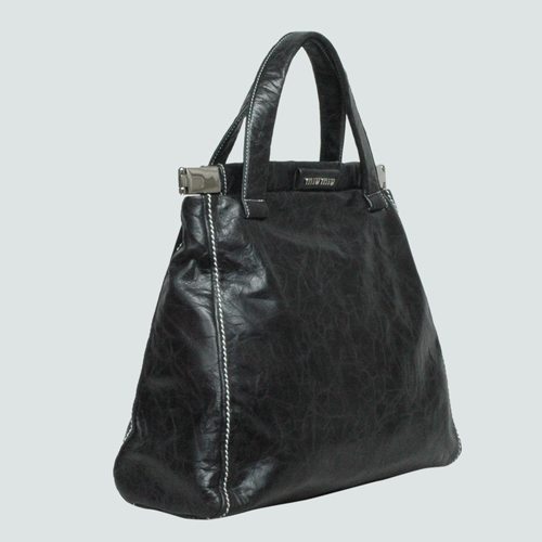 90281B Miu Miu Leather Tote Bags olio 90281B Nero